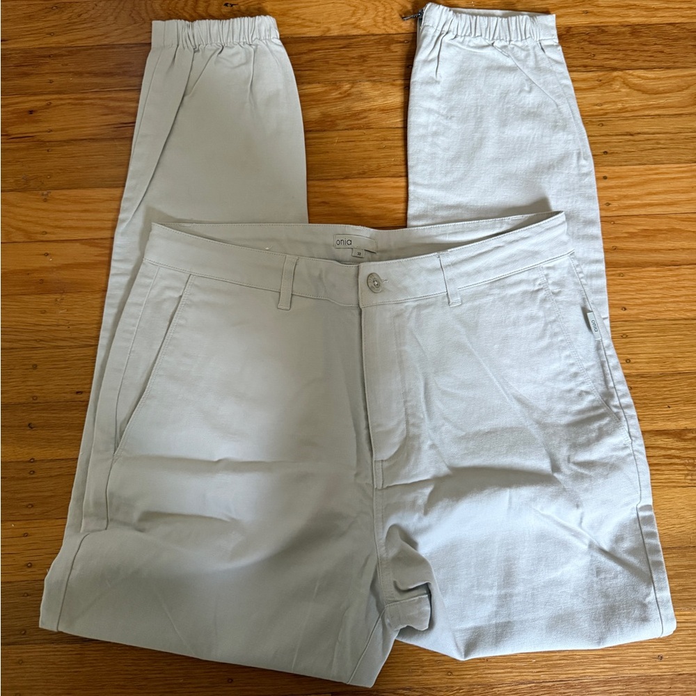 Onia | Men's Cream / Off-white Jogger Chinos with Ankle Zip size 32